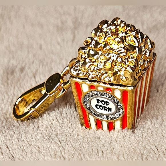 Juicy Couture Gold Red Striped Popcorn Charm Locket Opens Pop Corn Movies Snack - Picture 5 of 16